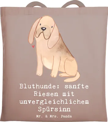 Produktbild von Mr. & Mrs. Panda Beutel Bluthunde - Braun Pastell - Geschenk, freundlicher Hund, Uni Tasche, liebevolles Wesen, Hundeliebhaber, Hunderassen Vielfalt, Tote Bag, Spürhund