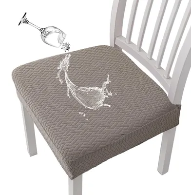Obrázek produktu pro Potahy na židle Jacquard, voděodolné, do jídelny, elastické, sada 6 kusů, barva taupe