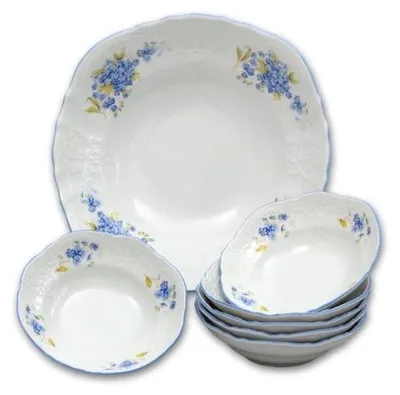 Produktbild von Bernadotte, Kompott-Set, Vergissmeinnicht, Thun-Porzellan, 7-teilig