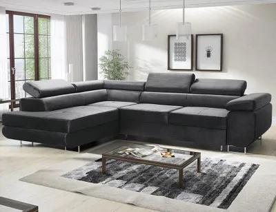 Produktbild von Easy4You Ecksofa AVATAR Velvet L-Form – 277x73x203 cm - Schlafsofa mit Bettkasten und Schlaffunktion - Eckcouch mit Stauraum – Rechts – Stoff Monolith Graphit (M97)