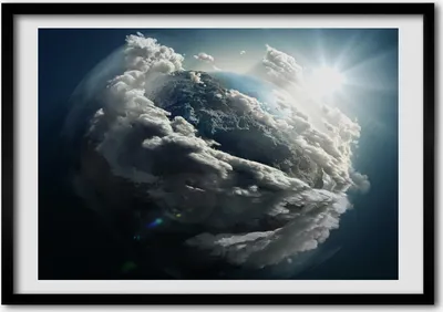 Produktbild von Bild - Bilder - Bilderrahmen - 70 cm x 50 cm - MDF-Rahmen, Wandkunst Planet Erde