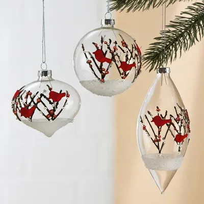 Productafbeelding van Gilde 1 x Glas Baumkugel Bird Weihnachtsartikel 24972 (Form wählen)