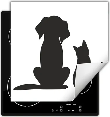 Image de DarHaus Plaque de recouvrement pour cuisinière 60x52 cm Tapis antidérapant Enroulable, chien et chat