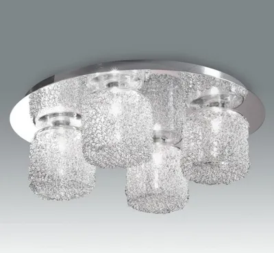Produktbild von Fabas Luce Deckenleuchte Windsor Chrom Draht Glas Ø45cm max. 4 x 40W G9