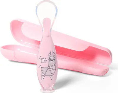 Immagine prodotto di BABYONO Cucchiaio in silicone con coperchio rosa 6m+