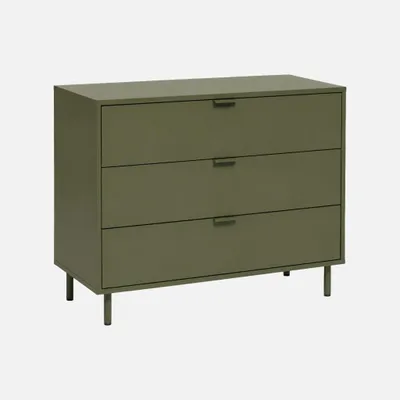 Produktbild von sweeek - Kommode 3 Schubladen Holzdekor und Metall - Khaki