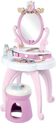 Produktbild von Disney Princess Schminktisch mit Hocker, 3 Schubladen, Verstellbarer Spiegel, Max. 50kg Belastbarkeit