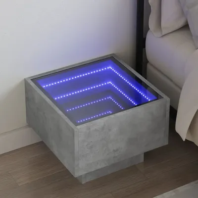 Produktbild von vidaXL Nachttisch mit Infinity-LED Betongrau 40x40x30 cm