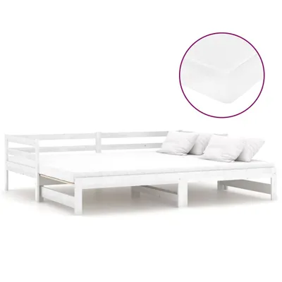 Image de vidaXL Lit de jour extensible 2x(90x200) cm Blanc Pin massif