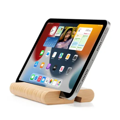 Produktbild von Tablet Ständer Bambus, Handy Halterung Holz Tablet Halterung Tisch, Tablets Halter Holz Tablet Stand Handyhalter Handy Ständer für iPhone iPad Ständer