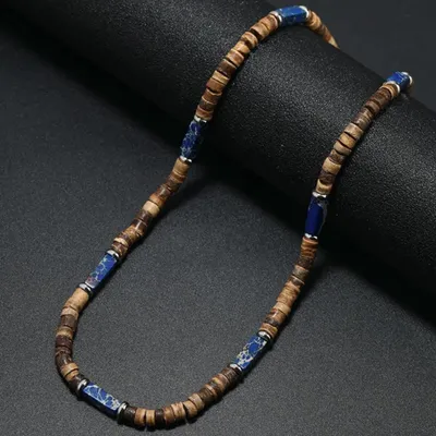 Immagine prodotto di Collana Abelardo Marrone e Blu - Stile Classico e Moderno per Uomini KP34058