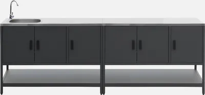 Produktbild von sweeek - Outdoor-Küche 2 Elemente aus Edelstahl - Schwarz