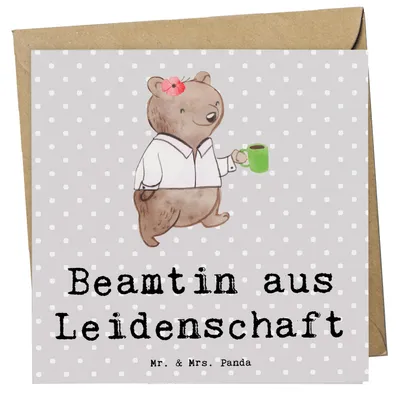 Produktbild von Mr. & Mrs. Panda Grußkarte Beamtin Leidenschaft - Grau Pastell - Geschenk, Beamte, Studium, Öffentlicher Dienst, anlasskarte, Jubiläum, Glückwunschkarte, Klappkarte
