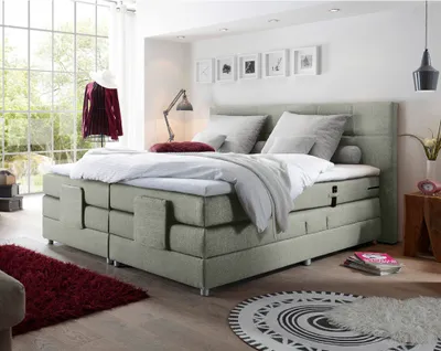 Produktbild von Boxspringbett Hotelbett Doppelbett MANAUS-09 in silber, Komfort Topper, 180 x 200 cm, H2, elektrisch verstellbar, Taschenfederkern-Matratze