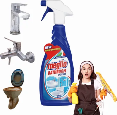 Zdjęcie produktu dla PŁYN DO MYCIA ŁAZIENKI W SPRAYu 650 ML Wydajny MEGLIO Dezynfekujący