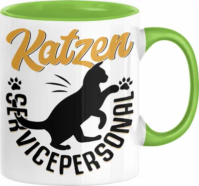 Produktbild von Katzen Geschenk Tasse Katzen-Besitzerin Kaffeebecher Katzen Servicepersonal Geschenkidee (Grün)