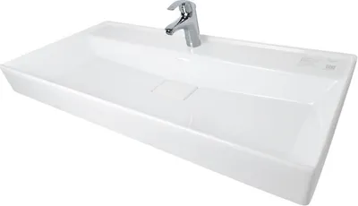 Produktbild von Belvit Keramik Waschbecken Aufsatz Wand 80x48x10 cm mit Überlauf Hahnloch