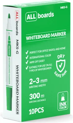Produktbild von Grüner trocken abwischbarer Marker - 10er-Set für Whiteboard- und Glastafeln