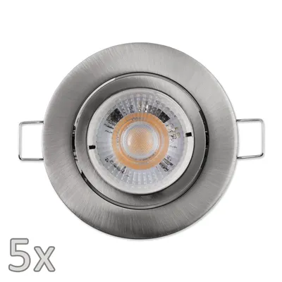 Produktbild von Einbauleuchten-Set McShine 5xRahmen 5xLED-Modul 5W 400lm 230V Edelstahl