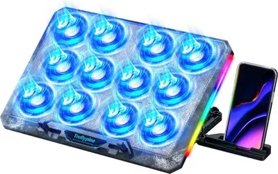 Produktbild von Trullypin-Laptop-Kühlkissen 12-17,3 Zoll, leistungsstarke 12 ruhige Lüfter, schnelle Kühlung, ergonomisches Notebook-Kühlerständer, 5 Höhenverstellbar