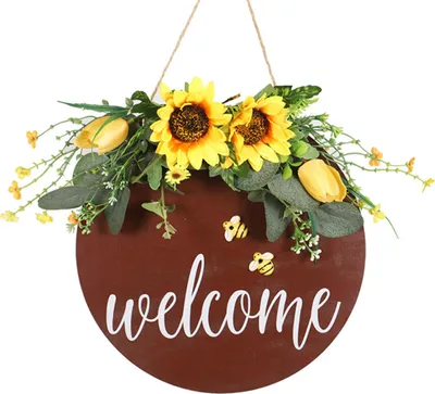 Zdjęcie produktu dla Welcome Sign Multifunctional Delicate Stylish Handcrafted Welcome Wreath Decoration for Front Door
