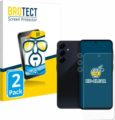 A product packaging box with a smartphone and screen protector shown.