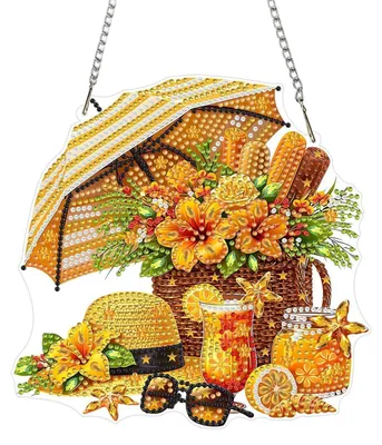Zdjęcie produktu dla Zestaw do tworzenia obrazów diamentowych "Strandschirm" - zawieszka, obrazy do dekoracji okien, zestaw do rękodzieła