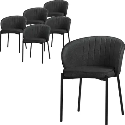 Produktbild von ML-Design Esszimmerstühle 6er Set Anthrazit Küchenstühle mit Stoffbezug Metallbeinen Wohnzimmerstuhl Rückenlehne Polsterstühle für Esszimmer & Küche