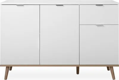 Produktbild von finori Kommode Göteborg 120 cm weiß Nachbildung Sonoma Eiche Wohnzimmerkommode
