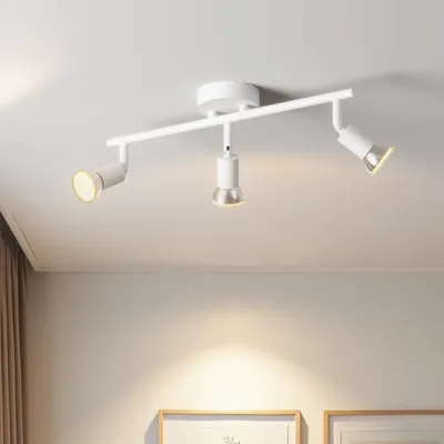 Image de LVWIT, plafonnier LED pour salon, luminaire de plafond à 3 lumières, blanc, spot de plafond - spot de plafond pivotant à 350°, lampe de cuisine pivotante, projecteur pour plafond, chambre à coucher (sans ampoules)