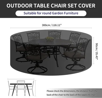 Obrázek produktu pro Ochranný obal na kulaté zahradní nábytek – obal na sedací soupravu – vodotěsný – černý – 300x90 cm