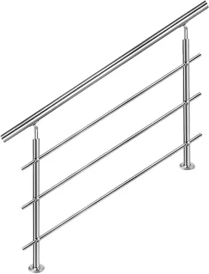 Produktbild von Edelstahl Handlauf Geländer für Treppen Brüstung Balkon mit 3 Querstreben - Innen und Außen Handlauf Geländer Treppengeländer Edelstahl Brüstung Balkon (160CM, 3 Querstreben)