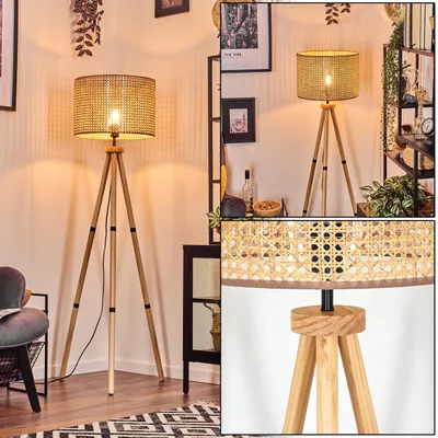 Produktbild von Varoni Stehlampe aus Holz/Rattan/Wienergeflecht in Naturfarben/Beige