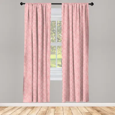 Produktbild von ABAKUHAUS Jahrgang Vorhänge 2 Panel Set für Wohnzimmer Schlafzimmer Nachbildung, Spitze Muster Hintergrund Mit Blumenaufbau Victorian Inspirations Hochzeit, 150 cm x 245 cm, Blassrosa
