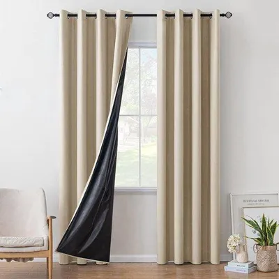 Productafbeelding van Verduisteringsgordijn Famanu met UV-bescherming - 140 x 225 cm - Beige
