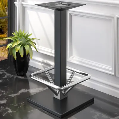 Produktbild von MADRID | Bistro Stehtischgestell + Fußring | Schwarz | Höhe: 105 cm | Säule: 8 x 8 cm | Fuß: 50 x 50 cm | Gastro Stehtischgestell, Stehtischgestell