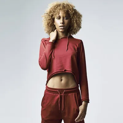 Produktbild von Urban Classics Damen Hoodie Ladies Cropped Terry Hoody Burgundy-L