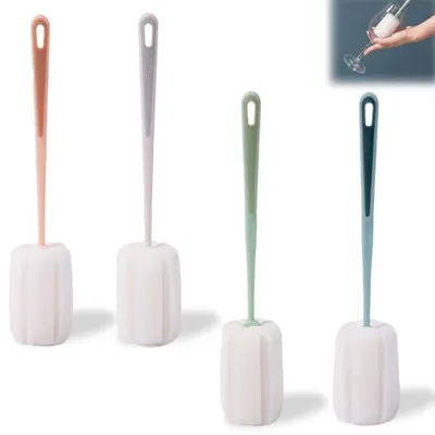 Produktbild von 4 Stück Schwammreinigungsbürsten für Gläser - 25 cm Flaschenbürste mit langem Griff - Ecouvillon bouteille