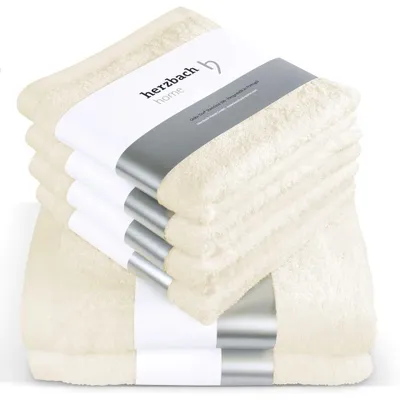 Handtuchset 6-teilig, 100% Baumwolle, 550 g/m², creme