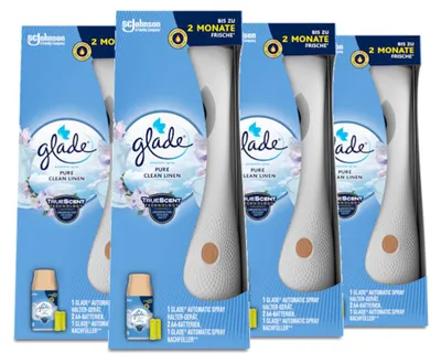 Produktbild von Glade Automatic Spray Halter inkl. 1 Nachfüller, Pure Clean Linen, 269 ml 4er Pack