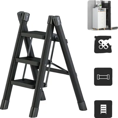 Image de Escabeau, capacité de charge de 120 kg, modèle pliable, 3 marches