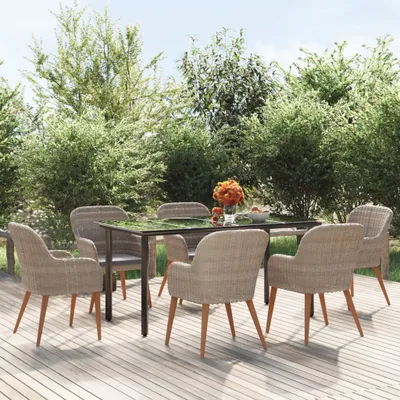 Image de Maison Exclusive - Ensemble de salon de jardin 7 pièces avec coussins marron