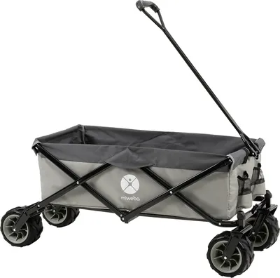 Produktbild von Miweba Faltbarer Bollerwagen MB-30 - 120 Kg Traglast -Ziehstange - Klappbar - Handwagen faltbar - Breite Reifen - Gartenwagen - (Hellgrau/Dunkelgrau)