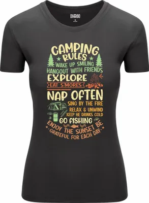Produktbild von Diarbo Damen T-Shirt mit Naturliebhaber Druck Campingregeln Dunkelgrau Gr.XXL