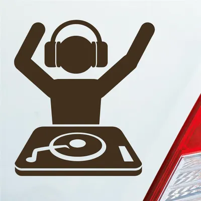 Produktbild von Auto Aufkleber DJ MUSIKER DISCO Motorrad Roller LKW 10x11 cm Braun Sticker Heckscheibenaufkleber
