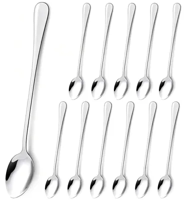 Produktbild von Latte Löffel - Set aus 12 Stück - Lange Edelstahl-Löffel für Eiskaffee und Desserts