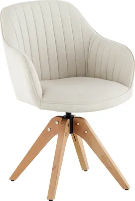 Image de CLIPOP Chaise de salle à manger, set de 1 chaise rembourrée en tissu lin, chaise pivotante avec pieds en bois,Beige