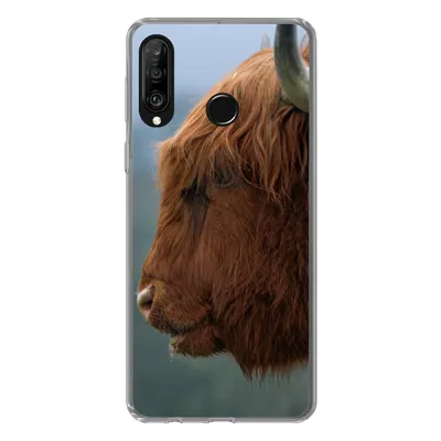 Produktbild von MuchoWow® Handyhülle Schutzhülle Hülle für Huawei P30 Lite Schottische Highlander - Tiere - Nebel Silikon Softcase Handy Hülle - Handyhülle