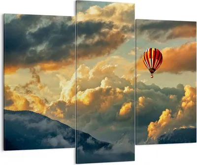 Produktbild von Bild auf Leinwand - Leinwandbild - Wolken Ballon Flug - 130x100cm - Wand Bild - Wanddeko - Leinwanddruck - Bilder - Kunstdruck - Wanddekoration - Leinwand bilder - Wandkunst - CB130x100-3791