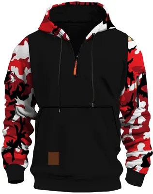 Produktbild von Casual Halbzip Hoodie mit Camouflage-Muster